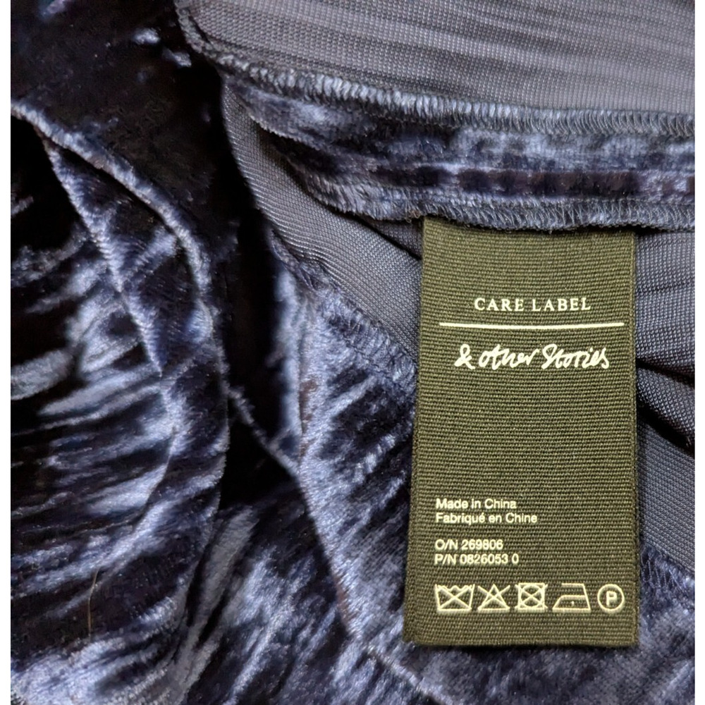Paris Atelier & Other Stories sz 2 Mini Dress crushed velvet puff sleeves 1096 - Picture 4 of 4